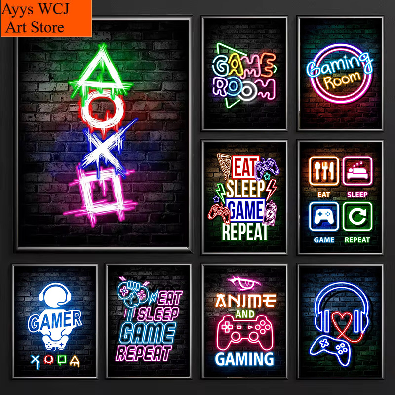 Esports & Gaming Optics Gmbh - 1pc frameless Canvas Painting Gaming Neon