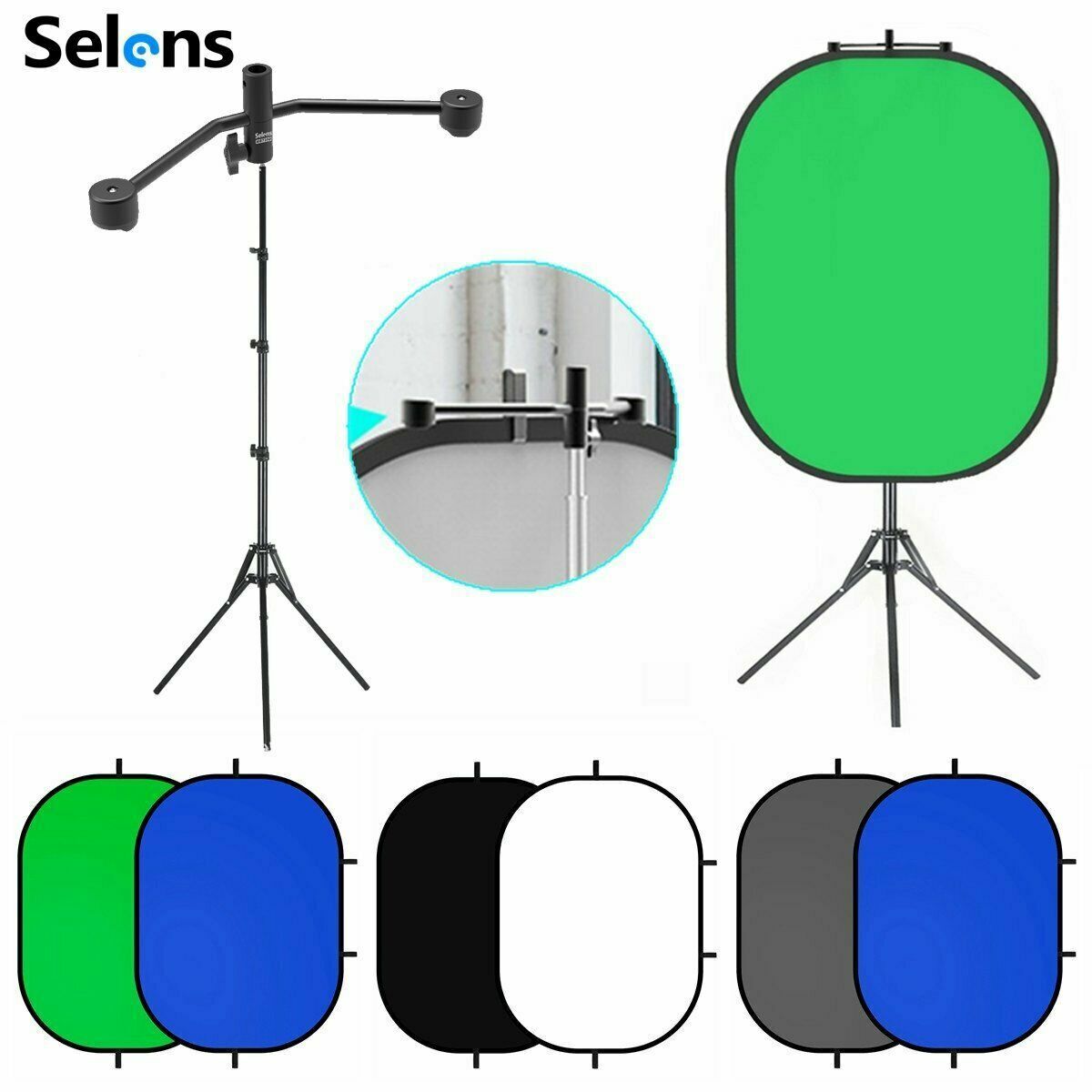 Selens Reflector Clip Photogra - Green Screen Collapsible avaliação e preço